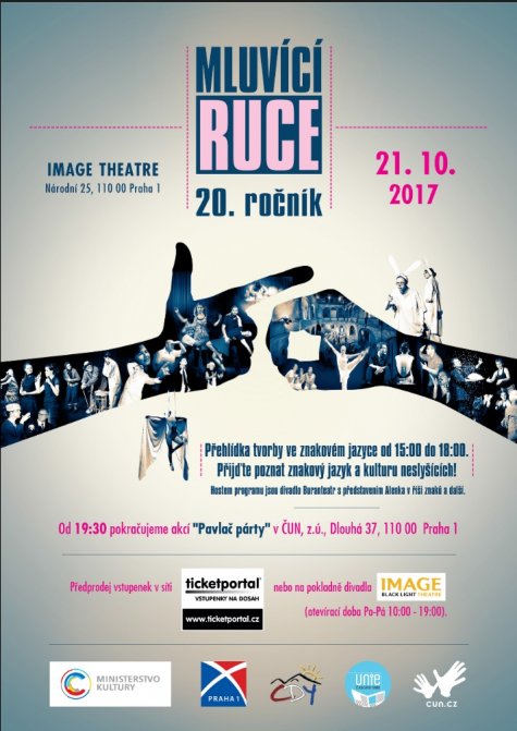 plakát XX. ročníku festivalu Mluvicí ruce 2017